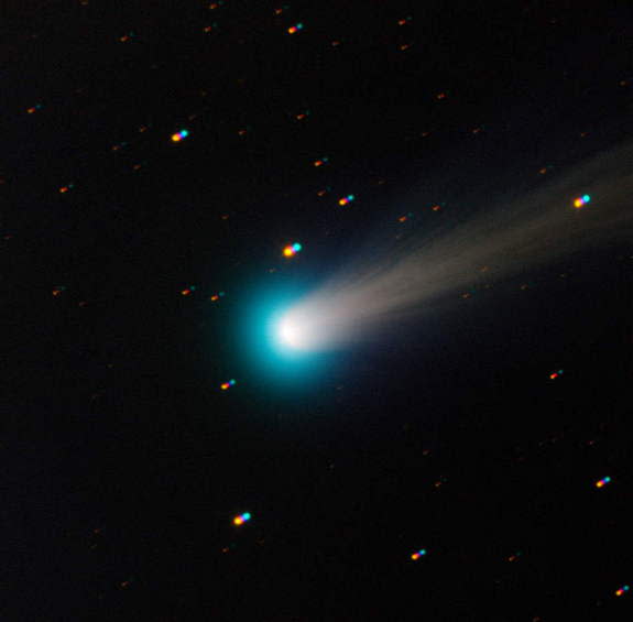 This new view of Comet C/2012 S1 (ISON) was taken with the TRAPPIST national telescope at ESO's La Silla Observatory on the morning of Nov. 15, 2013. The robotic telescope is operated from a control room in Liège, Belgium.