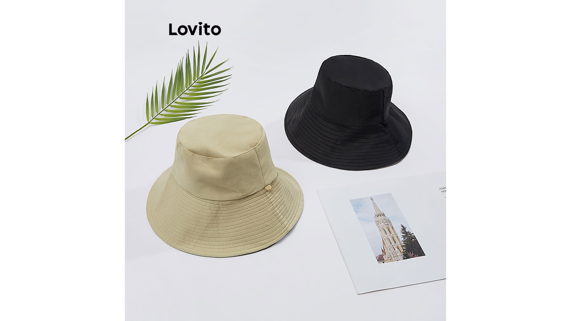 Lovito Casual Plain Sunproof Double-sided Wide Brim Foldable Fisherman Hat L18M338 (Dark Blue/Off White). (Photo: Shopee SG)