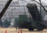 A unit of Patriot Advanced Capability-3 (PAC-3) missiles is seen at the Defense Ministry in Tokyo, Japan, March 6, 2017. REUTERS/Kim Kyung-Hoon