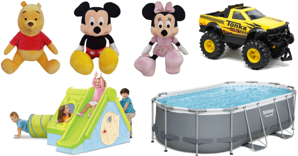 Kids' plush, Tonka trucks, outdoor play sets and above-ground pools from Coles