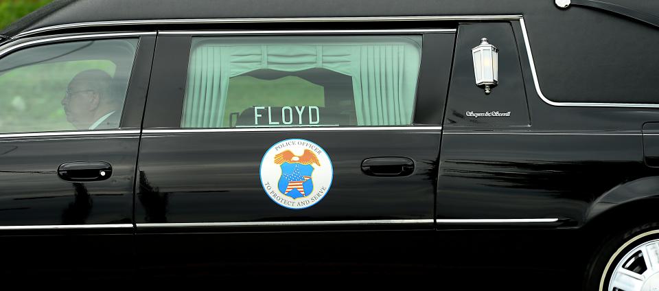 The funeral procession was held Sunday afternoon for fallen Spartanburg County Sheriff's Office deputy Austin Aldridge. The procession is shown on St. John Street in downtown Spartanburg.