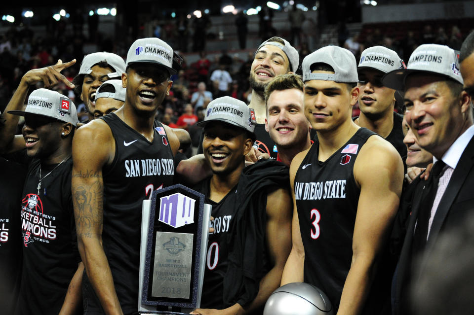 San Diego State beat New Mexico to win the Mountain West tournament, and to claim an automatic bid to the NCAA tournament. (Getty)