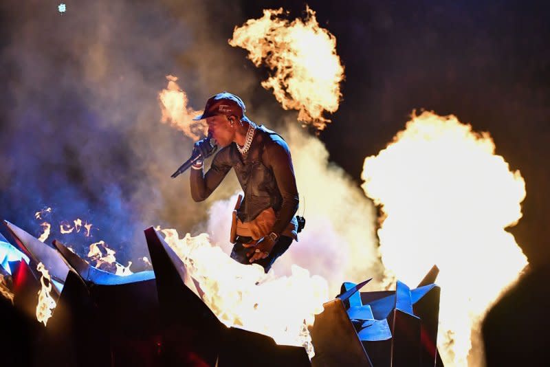 Travis Scott performs at Super Bowl LIII in 2019. File Photo by Kevin Dietsch/UPI