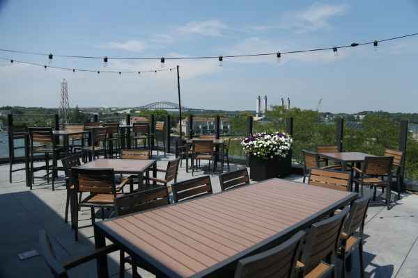 A view of downtown Portsmouth from the rooftop lounge at the AC Hotel, which is just one of a number of popular hotels in the city.