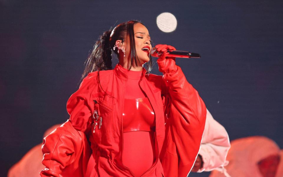 Rihanna performs during the halftime show