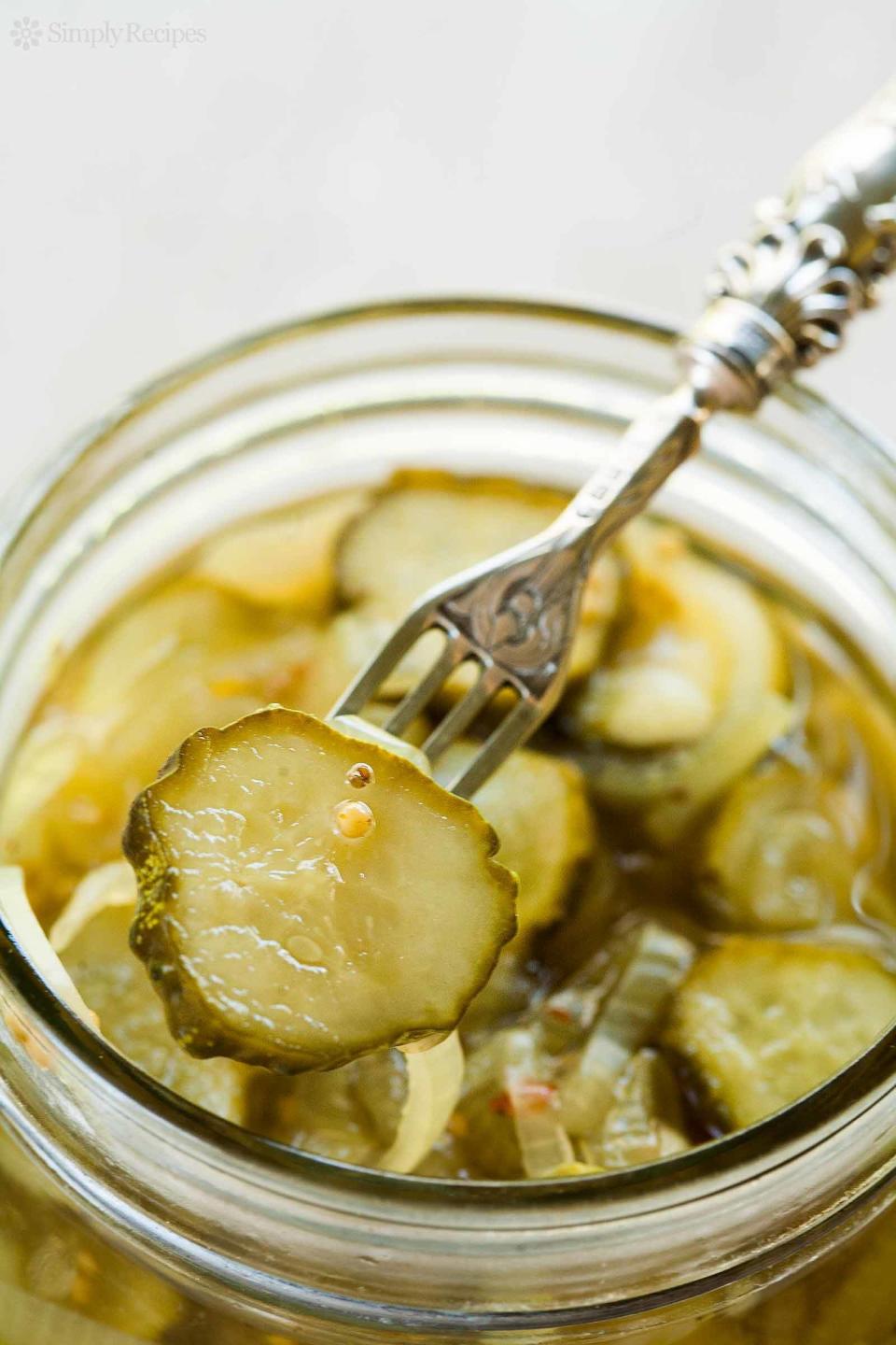 <strong>Get the <a href="http://www.simplyrecipes.com/recipes/bread_and_butter_pickles/" target="_blank">Bread And Butter Pickles recipe</a>&nbsp;from Simply Recipes</strong>