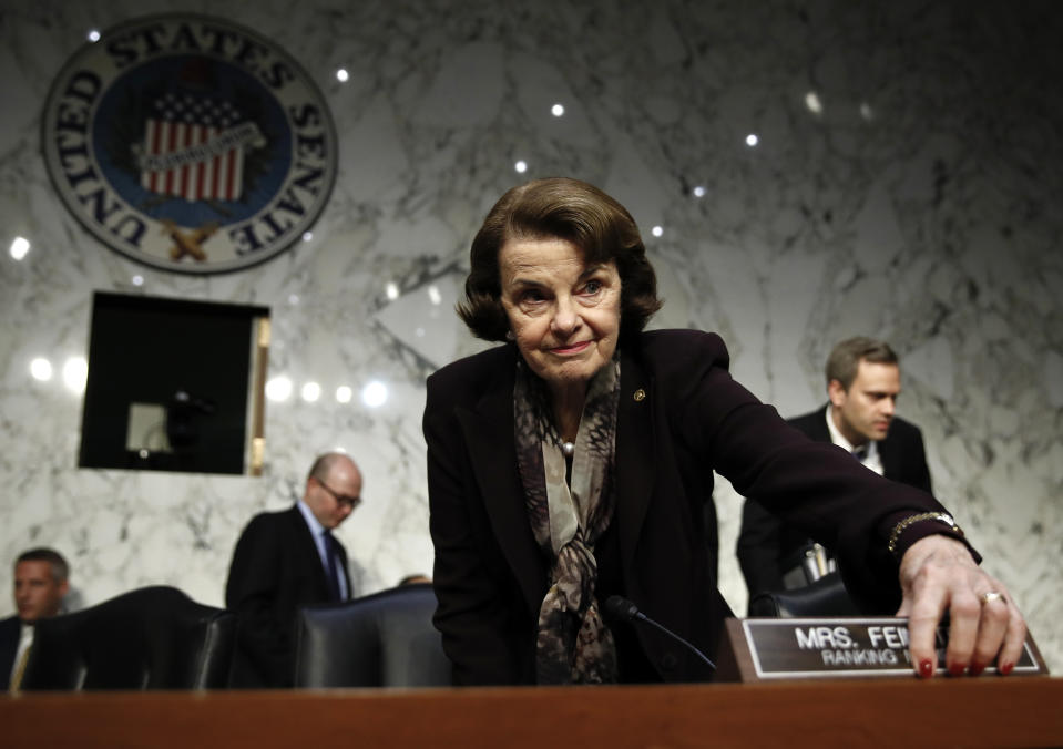 Feinstein arrives for a Senate Judiciary Committee hearing in December 2017 on firearms regulation. (Photo: Carolyn Kaster/AP)