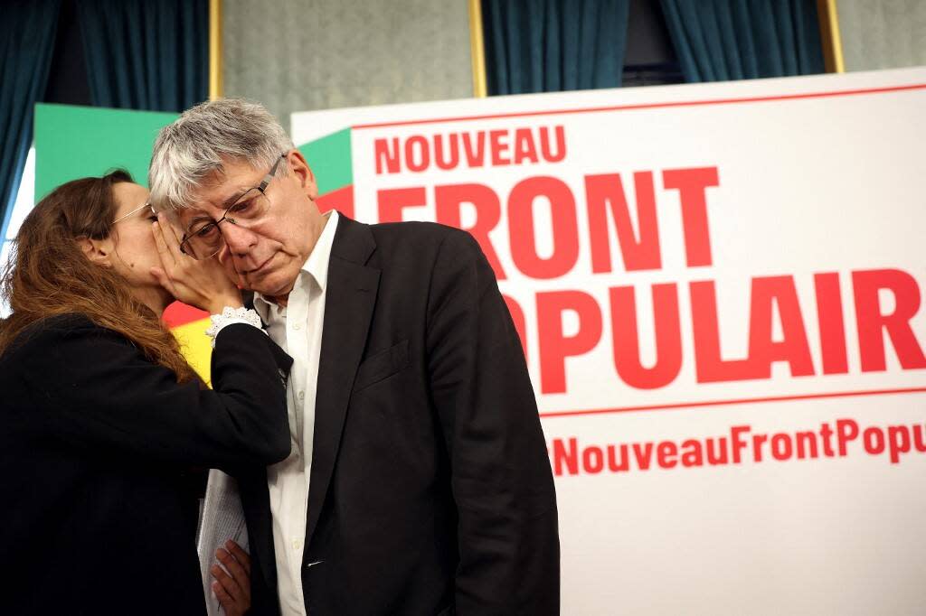 Éric Coquerel (LFI) et Clémence Guetté (LFI) le 21 juin à la Maison de la Chimie à Paris. 