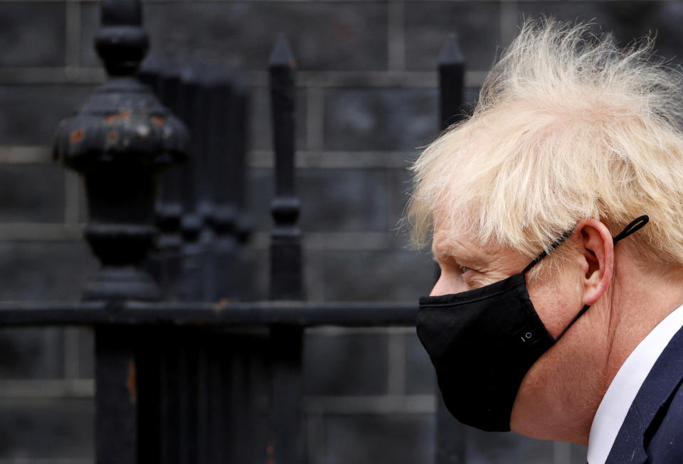 Britain's Prime Minister Boris Johnson leaves Downing Street, in London, Britain October 7, 2020. REUTERS/John Sibley     TPX IMAGES OF THE DAY