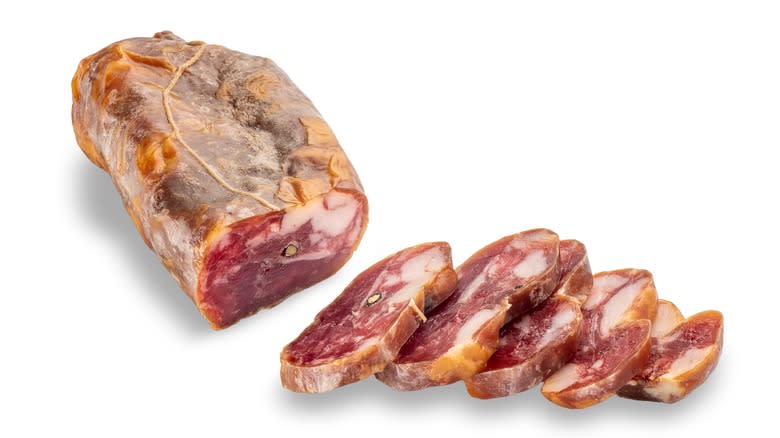 Soppressata on white background