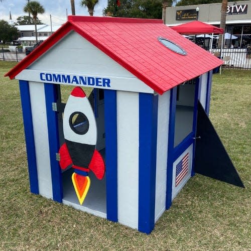 Data Graphics Inc' contributed this rocket-inspired playhouse at the most recent Jingle Build-Off benefiting Habitat for Humanity.