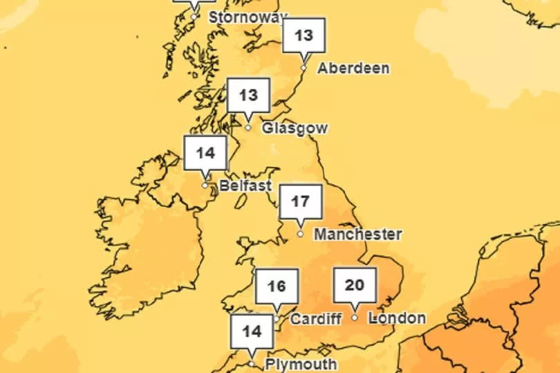 Temperatures will reach highs of 20C in some parts of the country -Credit:Met Office