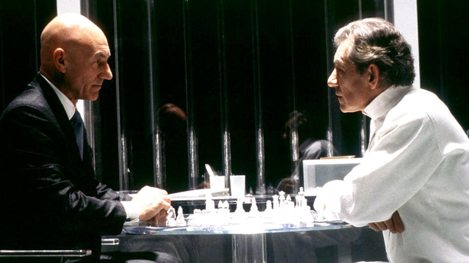 Patrick Stewart and Ian McKellan face off in the climax of the original X-Men film from 2000. 