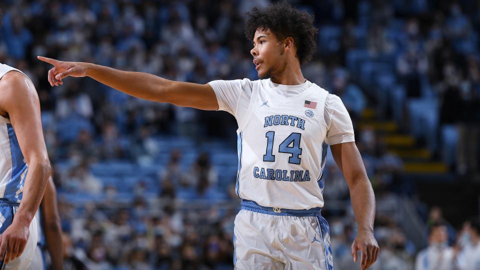 UNC sophomore guard Puff Johnson communicates with his teammates in the Tar Heels' 88-65 win over Georgia Tech on Jan. 15 at the Dean E. Smith Center in Chapel Hill, N.C.