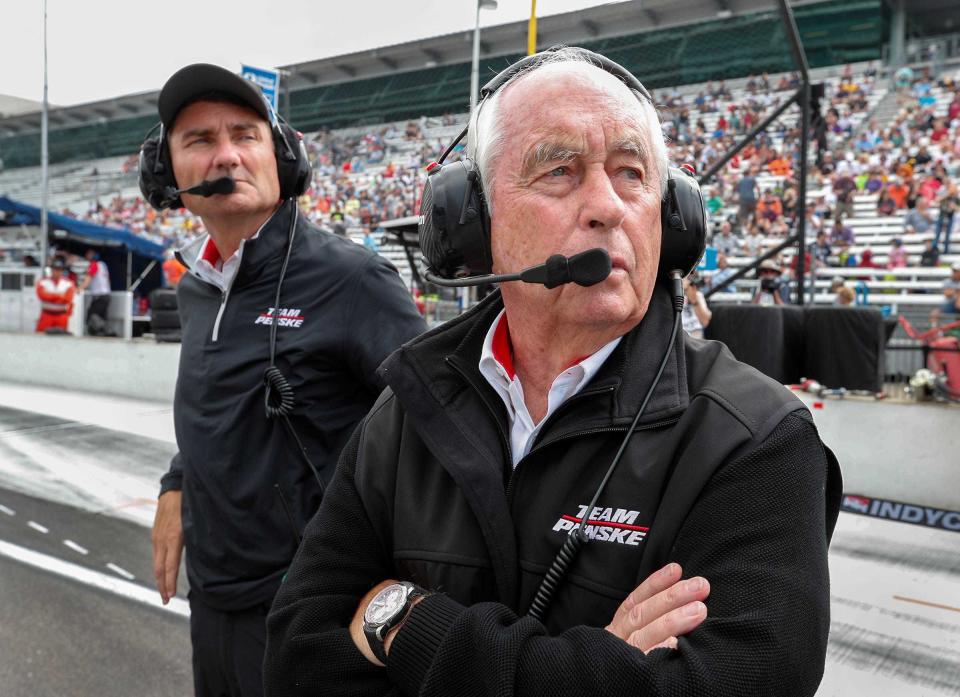 Tim Cindric (left) and Roger Penske at Indianapolis.