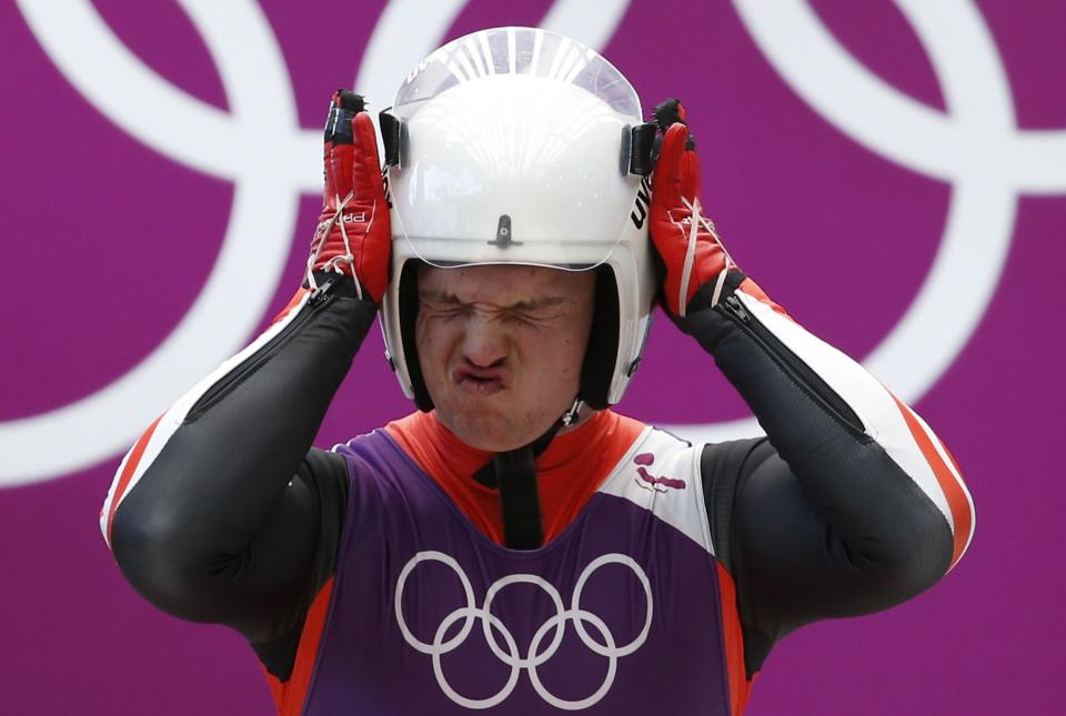 Austria's Wolfgang Kindl prepares for the start during a men's luge training session at the Sanki sliding center in Rosa Khutor, a venue for the Sochi 2014 Winter Olympics, near Sochi, February 7, 2014. REUTERS/Murad Sezer (RUSSIA - Tags: SPORT LUGE OLYMPICS)