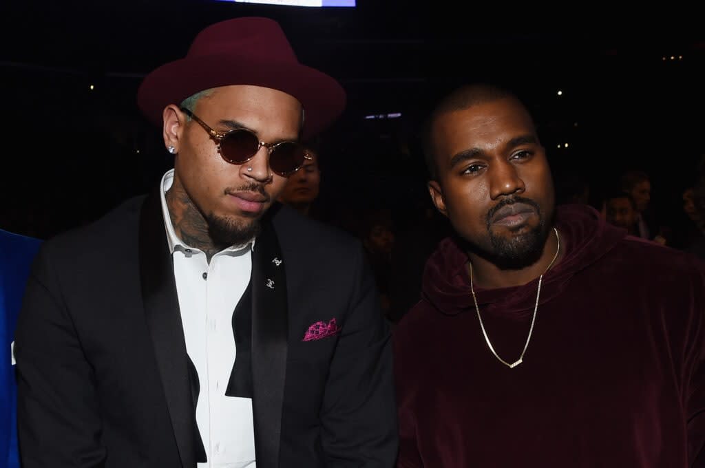 Sweeter, simpler times: Chris Brown (left) and Kanye West (right) attend the 57th annual Grammy Awards in Feb. 2015 in Los Angeles. (Photo by Larry Busacca/Getty Images for NARAS)