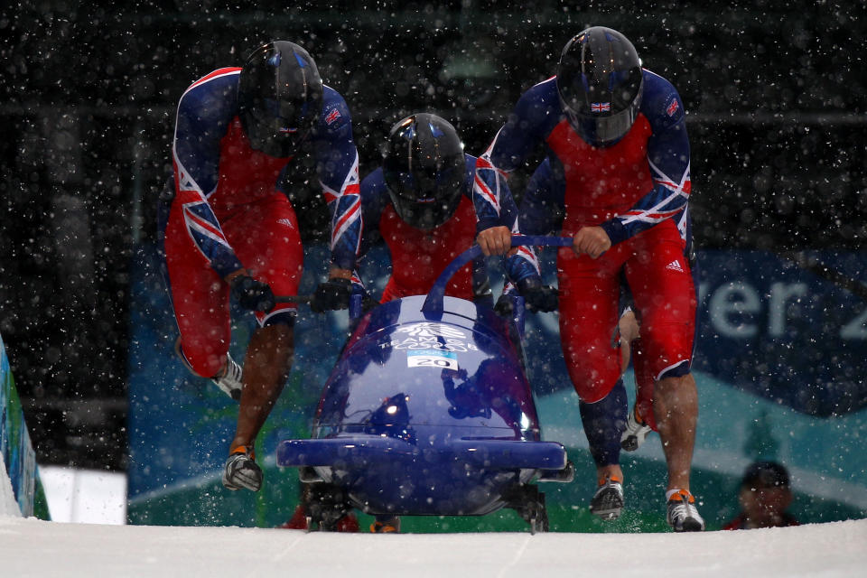 <p>Inspired by the film <em>Cool Runnings, </em>Condon abandoned track and field for bobsled and returned to represent Team GB at the 2010 Winter Olympics in Vancouver. (Getty) </p>