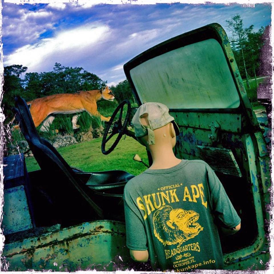 David Shealy dirige la sede de investigación del mono mofeta y los terrenos del campamento en Ochopee, Florida. Un Jeep oxidado adorna los terrenos del centro. PATRICK FARRELL Archivo del Miami Herald