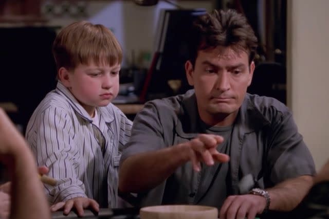 <p>CBS</p> Angus T. Jones and Charlie Sheen on 'Two and a Half Men'