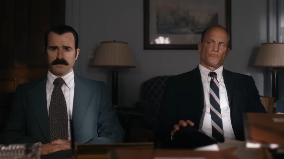 Justin Theroux and Woody Harrelson in White House Plumbers