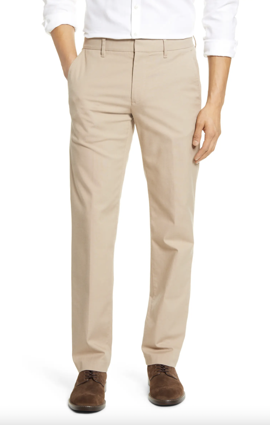 stretch slacks tan