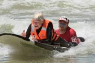 "To be in the water and to feel the movement again, it's really special," says 75-year-old Pamela Hanford, who broke her neck in a surfing accident a year ago