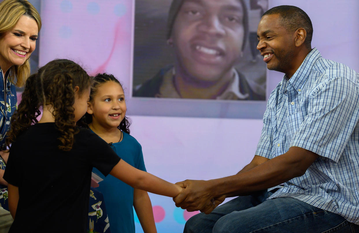 Kevin Ford reuniting with his grandchildren on TODAY. (Nathan Congleton / TODAY)