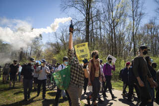 Manifestation contre le projet Cop City, à Gresham Park, près d’Atlanta, le 4 mars 2023.. PHOTO NICOLE CRAINE/THE NEW YORK TIMES
