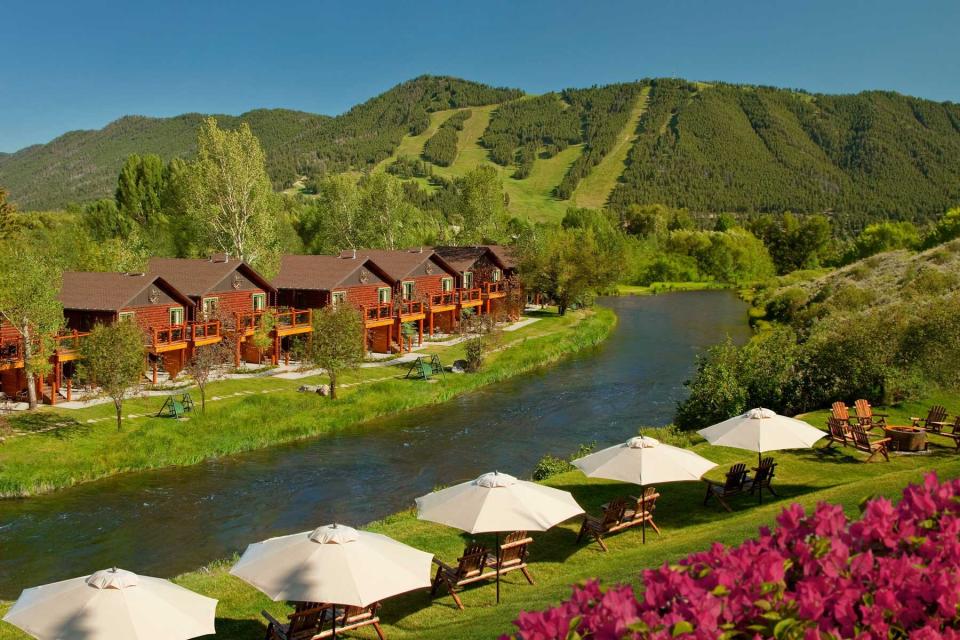 Creekside cabins at the Rustic Inn Creekside resort in Wyoming