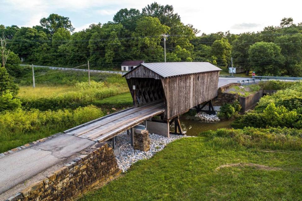 The Goddard Bridge is located in Fleming County and Crosses Sand Lick Creek. The bridge is still open to traffic.