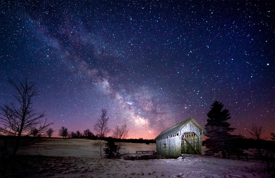 Foster Covered Bridge in Cabot under the Milky Way