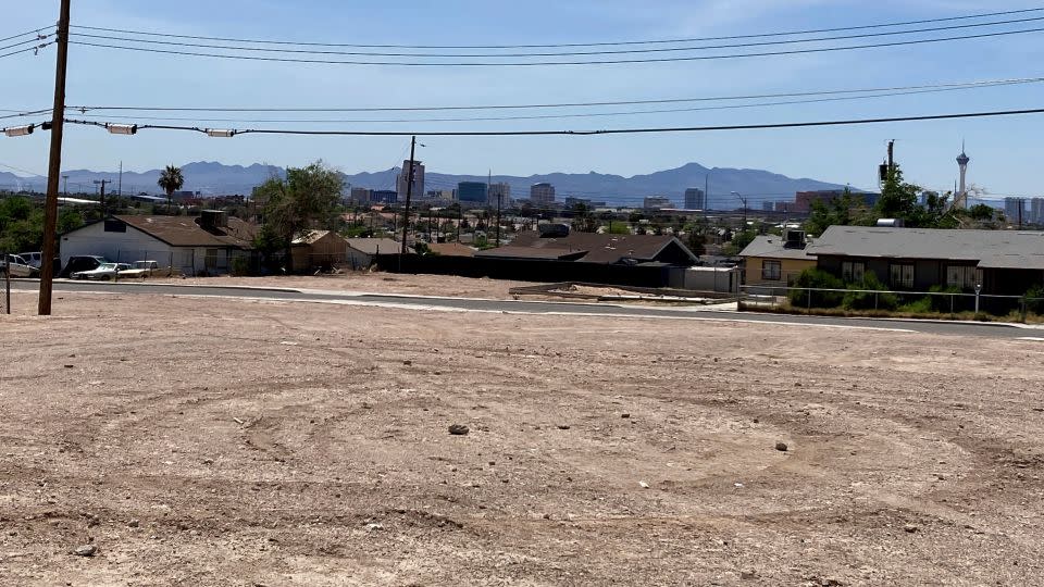 While there are multiple vacant lots in this North Las Vegas neighborhood, at least 90 homeowners continue living there despite unsafe living conditions. - Ken Ritter/AP