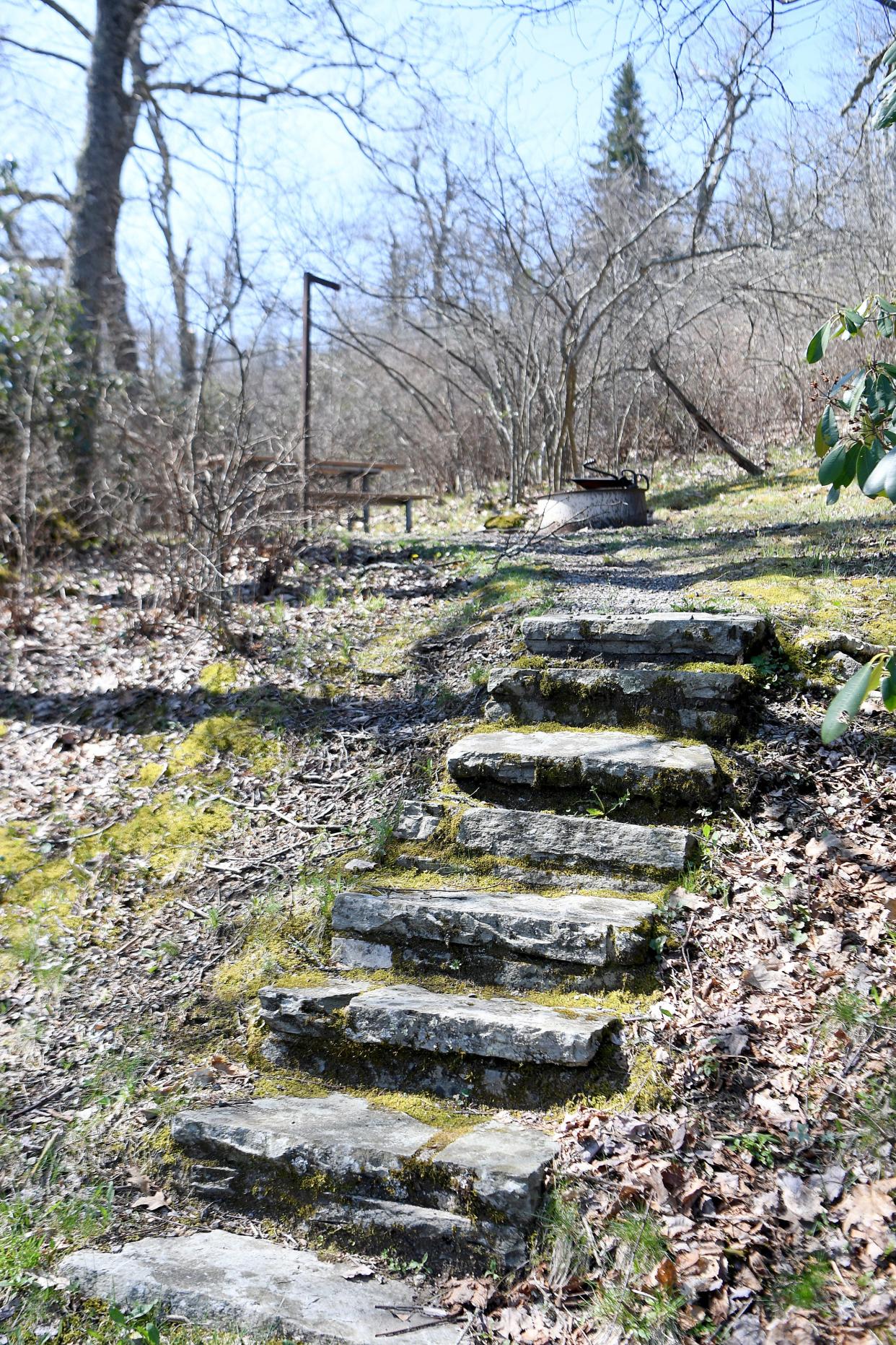 A set of stairs leads to a campsite in the Mount Pisgah Campground in the Blue Ridge Parkway on Friday, May 4, 2018. 