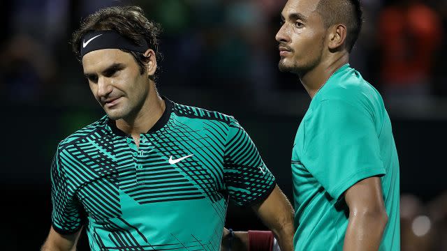 Federer and Kyrgios. Image: Getty