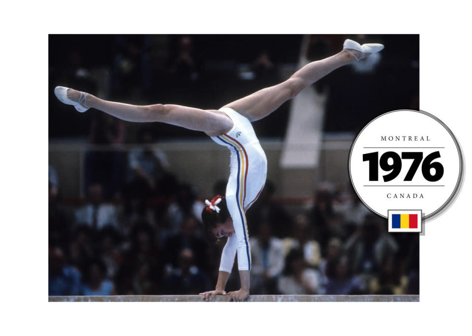 In 1976, Romanian gymnast Nadia Comăneci earned a perfect 10 — and worldwide fame for Adidas, who made her leotard (the stripes on the side are the colors of her country’s flag).  