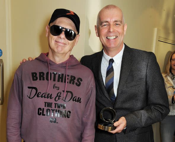 <p> David M. Benett/Getty</p> Chris Lowe (left) and Neil Tennant of The Pet Shop Boys in London in October 2013