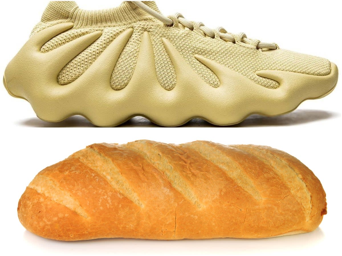 Fans compared the Yeezy’s 450 Sulfur trainers to bread (Yeezy’s/Farfetch/iStock)