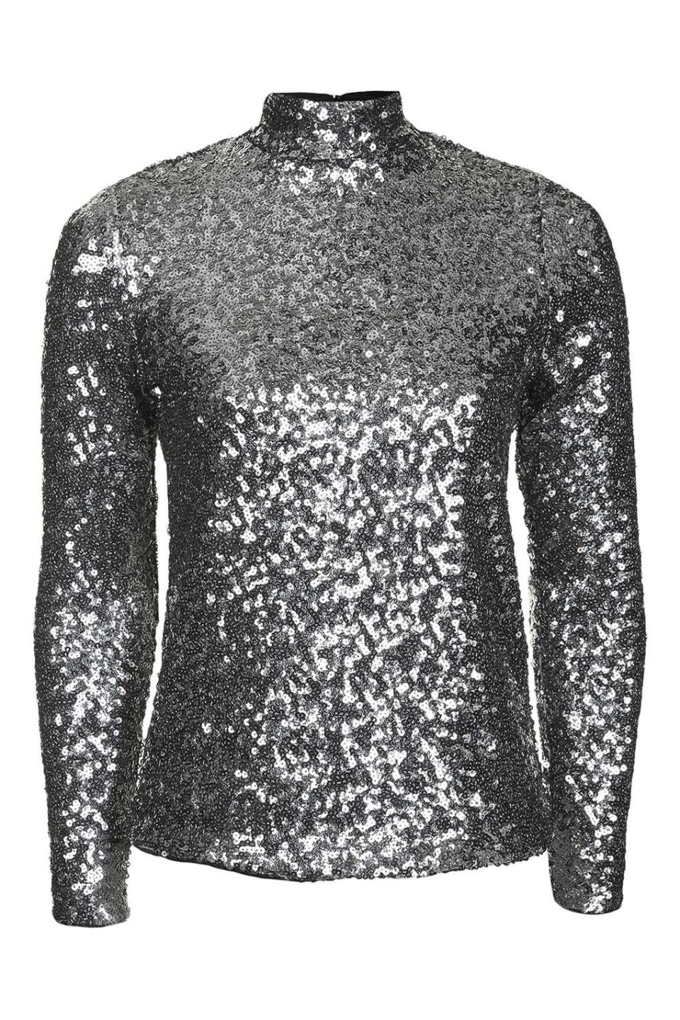 Sequin Polo Neck