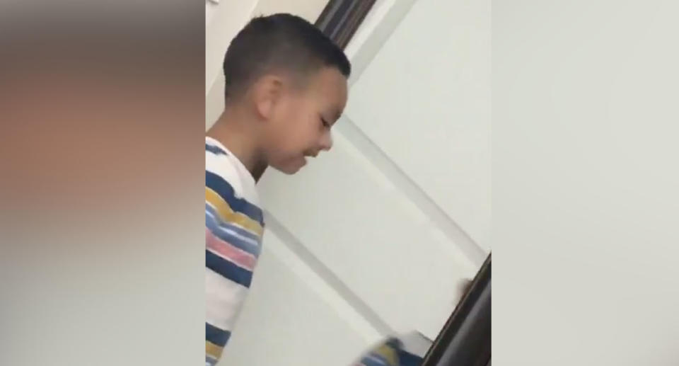 Social media users were spooked by the viral video which appears to show the boy's reflection moving faster than him