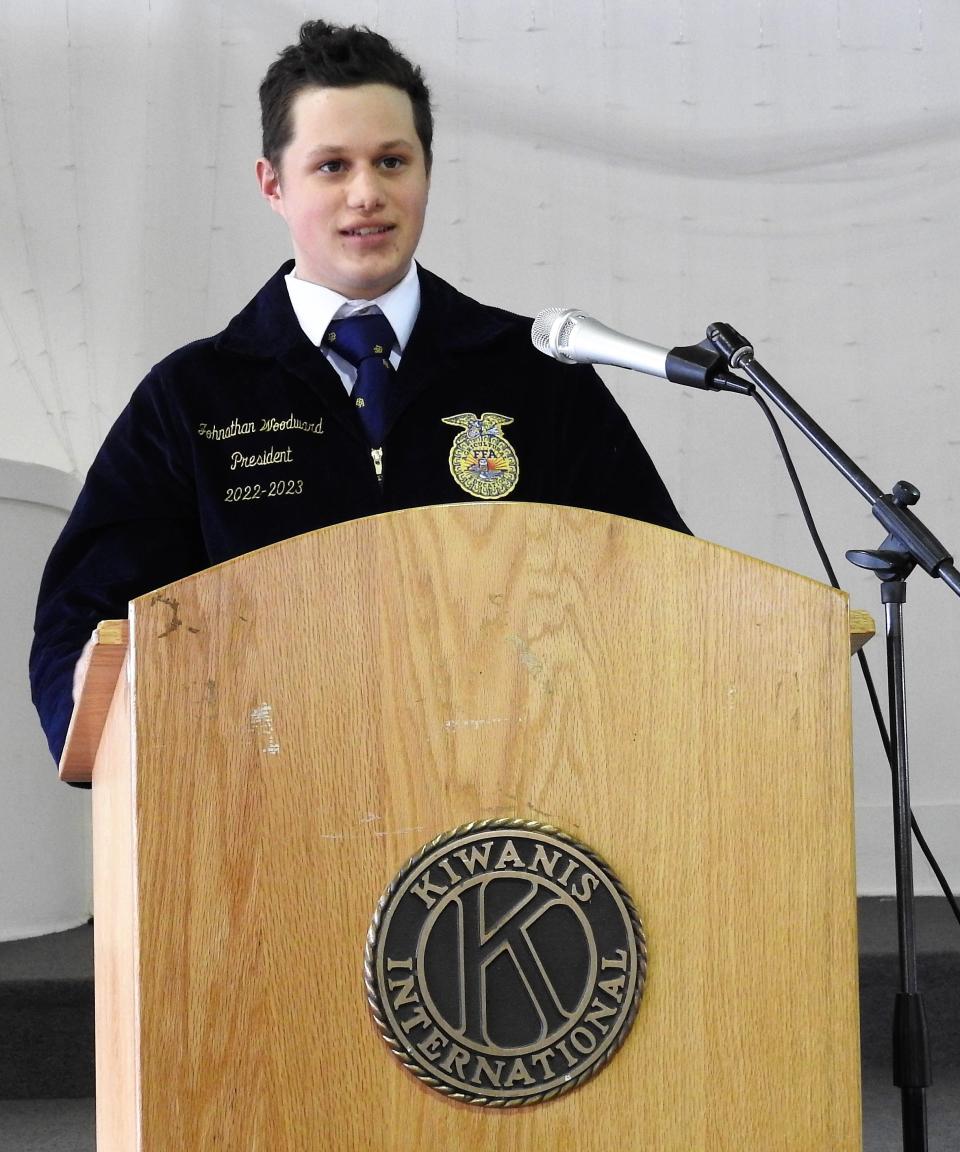 Johnathan Woodward of Ridgewood FFA spoke at the recent Ag Day Celebration Luncheon at Lake Park Pavilion. He represents the next general of poultry producers and had the grand champion turkey at the Ohio State Fair in 2019.