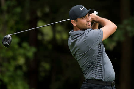 FILE PHOTO: Jason Day plays his shot from the fourth tee during the third round of the BMW Championship golf tournament at Aronimink GC in Newtown Square, Pennsylvania, U.S., September 8, 2018. Mandatory Credit: Bill Streicher/USA TODAY Sports