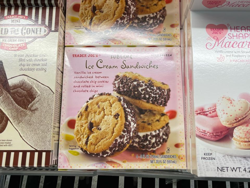 Boxes of Sublime ice-cream sandwiches at Trader Joe's