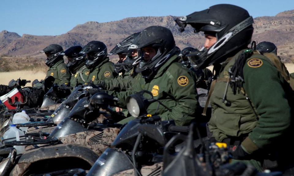 Border patrol agents in Arizona. Raices has condemned Salesforce’s relationship with CBP.