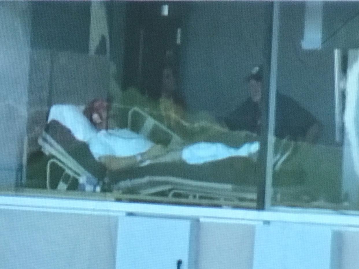 Yes, this is Liberty coach Hugh Freeze coaching from a hospital bed. (via ESPN)