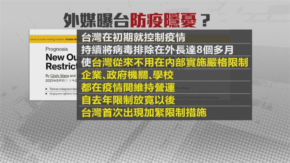 台灣初期控制疫情！　彭博：排除病毒在外8個多月