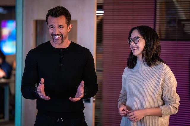 Patrick McElhenney/Apple TV+ Rob McElhenney and Charlotte Nicdao on 'Mythic Quest'