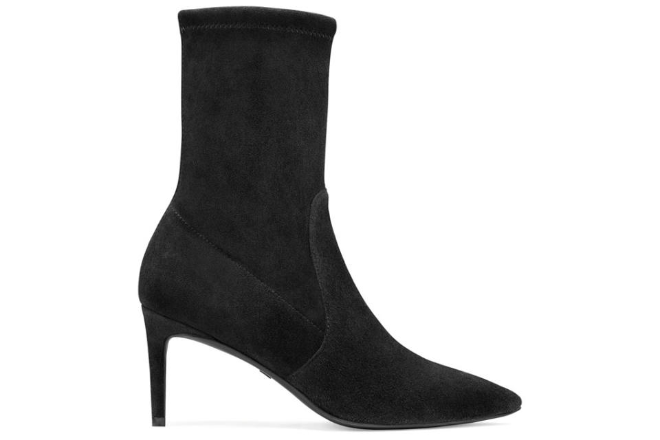 black boots, booties, heeled, suede, stuart weitzman