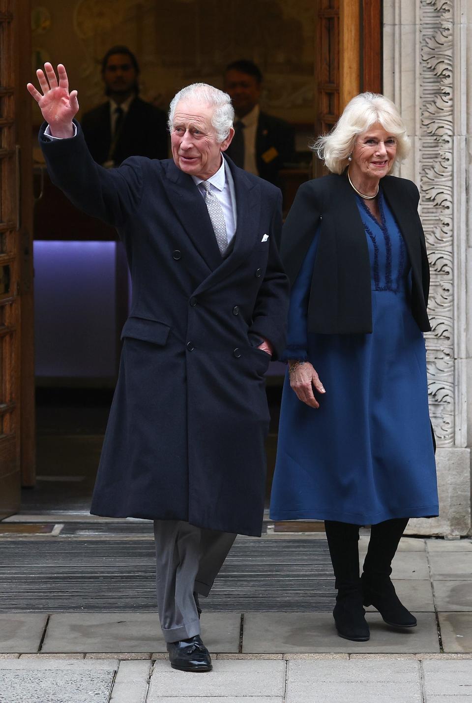 King Charles III and Queen Camilla leaving The London Clinic on January 29, 2024.