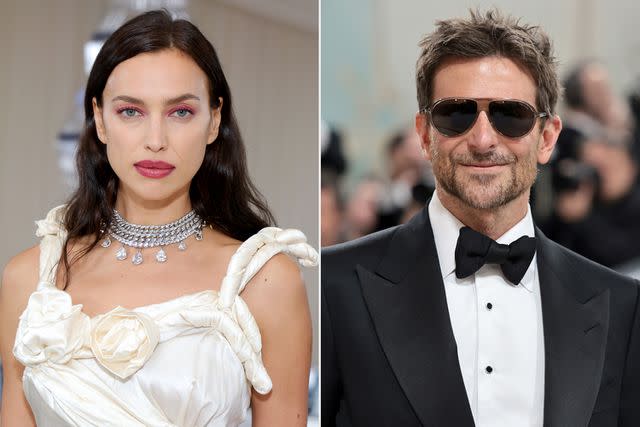 Kevin Mazur/MG23/Getty Images for The Met Museum/Vogue; Jamie McCarthy/Getty Images Irina Shayk (L) and Bradley Cooper (R) arrive at the 2023 Met Gala